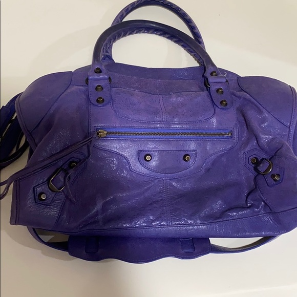 Classic Balenciaga Purple Motorcycle Tote - Picture 2 of 12
